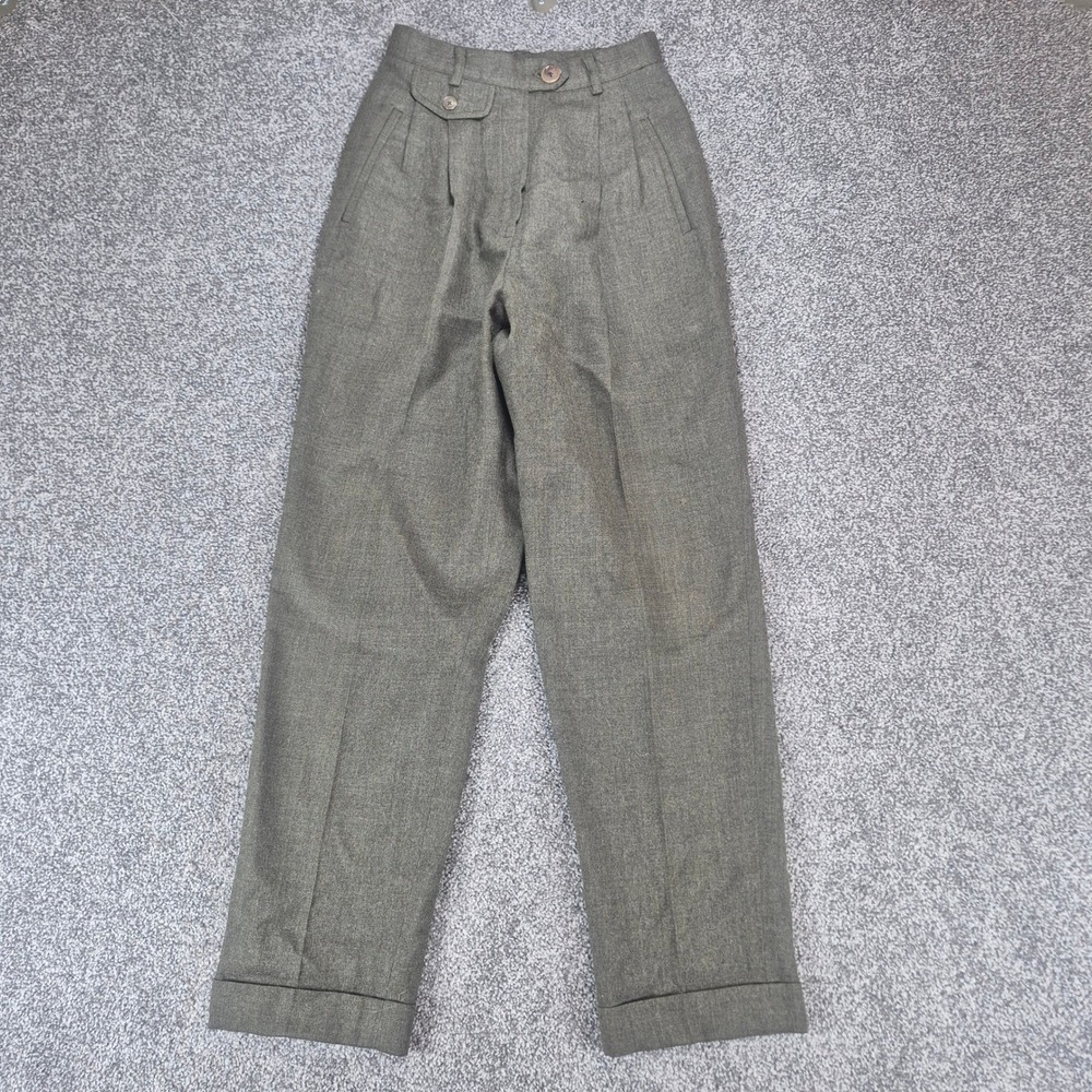 Vintage Ralph Lauren 100% Wool Pleated Pants Womens 2P Green Made in USA